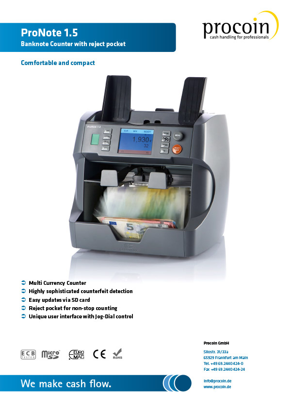 Datasheet Contabanconote ProCoin ProNote 1.5