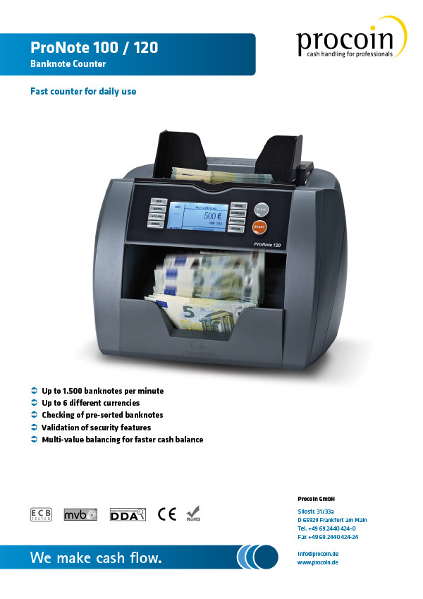 Datasheet Contabanconote ProCoin ProNote 100/120