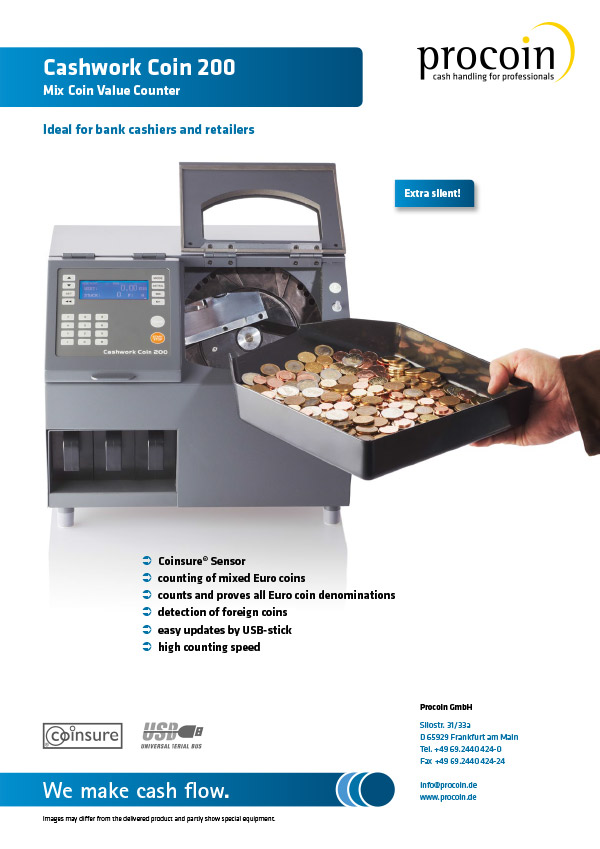 Datasheet Contamonete preselezionate ProCoin Cashwork Coin 200