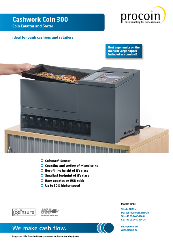 Datasheet Contamonete/Selezionatrice ProCoin Cashwork Coin 300